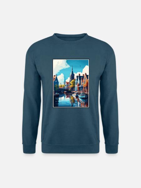 Sneek Niederlande Vintage Reiseposter Souvenir - Unisex Pullover - Indigoblau