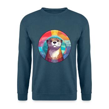 Otter Buntglas Bunte Karikatur Kawaii Tier - Unisex Pullover - Indigoblau - Vorne