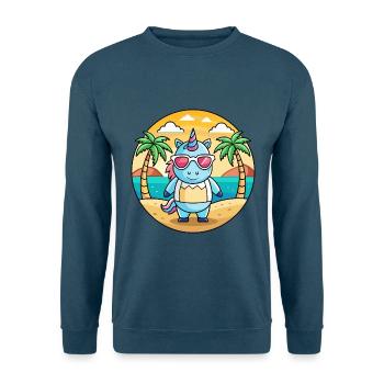 Einhorn Lustige Cartoon Sommer Strand Sonnenbrille - Unisex Pullover - Indigoblau - Vorne