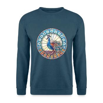 Pfau Buntes Aquarell Tier Illustration - Unisex Pullover - Indigoblau - Vorne