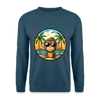 Singe Drôle Dessin Animé Plage D’été Lunettes De Soleil Cool - Sweat-shirt Unisexe - bleu indigo - Devant