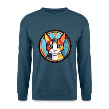 Japanische Bobtail-Katze Bunte Aquarell-Karikatur - Unisex Pullover - Indigoblau - Vorne