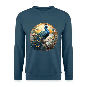 Pfauenbunte Aquarell-Tierillustration - Unisex Pullover - Indigoblau - Vorne