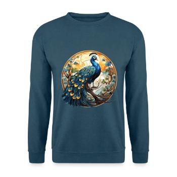 Pfauenbunte Aquarell-Tierillustration - Unisex Pullover - Indigoblau - Vorne
