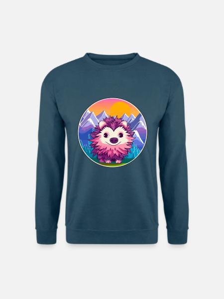 Igel Aquarell Karikatur Kawaii Haustier Tier Colo - Unisex Pullover - Indigoblau
