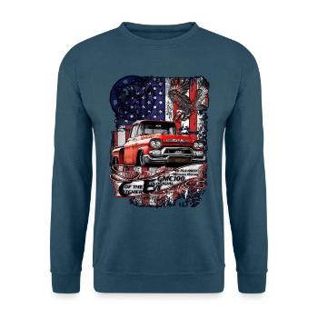 Vintage Truck Americana Kollage - Unisex Pullover - Indigoblau - Vorne