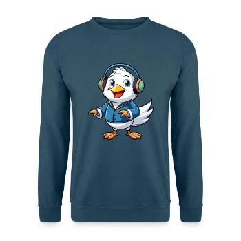 Möwe Lustige Zeichentrickfigur Kopfhörer Musik - Unisex Pullover - Indigoblau - Vorne