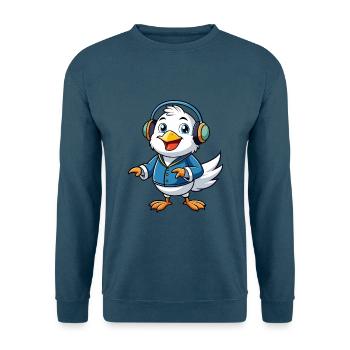 Möwe Lustige Zeichentrickfigur Kopfhörer Musik - Unisex Pullover - Indigoblau - Vorne