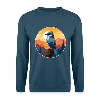 Jay Vogel Buntes Aquarell Cartoon Kawaii Tier - Unisex Pullover - Indigoblau - Vorne