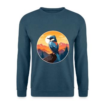 Jay Vogel Buntes Aquarell Cartoon Kawaii Tier - Unisex Pullover - Indigoblau - Vorne