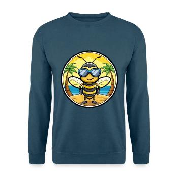 Biene Lustige Cartoon Sommer Strand Sonnenbrille Aufkleber - Unisex Pullover - Indigoblau - Vorne