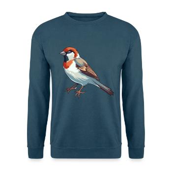 Sperling Buntes Aquarell Cartoon Kawaii Tier - Unisex Pullover - Indigoblau - Vorne