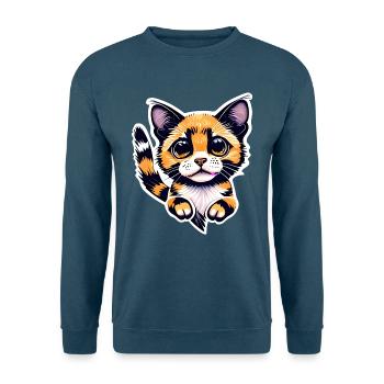 Eine schöne orangefarbene Katze mit ihrem hellen Fell, - Unisex Pullover - Indigoblau - Vorne