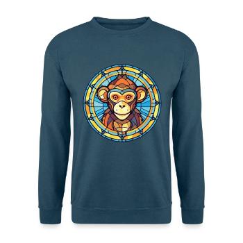 Affe Buntes Aquarell Tier Haustier Illustration - Unisex Pullover - Indigoblau - Vorne