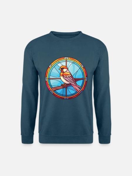 Spatz bunte Aquarell-Tier-Illustration - Unisex Pullover - Indigoblau