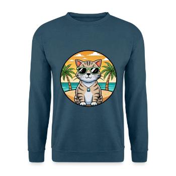 Schottische Falte Kurzhaarkatze Rasse Cartoon Strand - Unisex Pullover - Indigoblau - Vorne