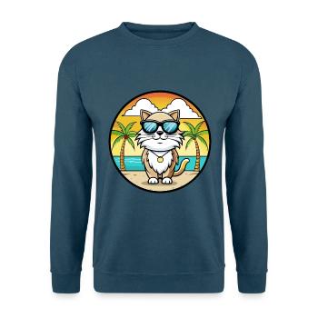 Birman Sacred Cat Breed Cartoon Sunglasses Beach - Unisex Sweatshirt - indigo blue - Front