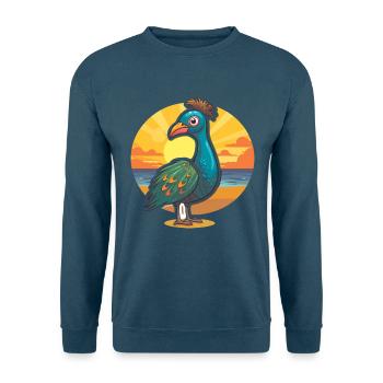 Pfau Lustige Karikatur Kawaii Strand Illustration - Unisex Pullover - Indigoblau - Vorne