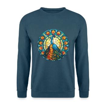Pfau Buntes Aquarell Tier Illustration - Unisex Pullover - Indigoblau - Vorne