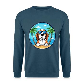 Basset Bleu De Gascogne Hunderasse Cartoon Beach - Unisex Pullover - Indigoblau - Vorne