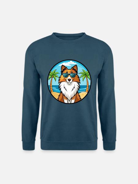 Sheltie Hunderasse Cartoon Sonnenbrille Strand - Unisex Pullover - Indigoblau