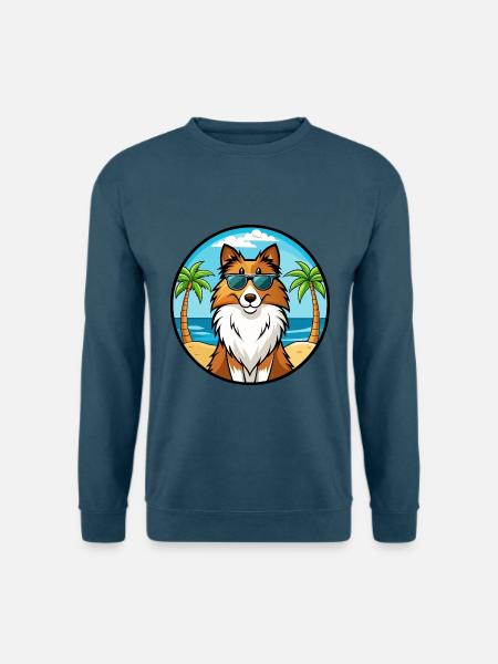Sheltie Hunderasse Cartoon Sonnenbrille Strand - Unisex Pullover - Indigoblau