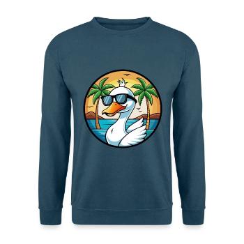 Schwan Lustige Cartoon Sommer Strand Sonnenbrille Aufkleber - Unisex Pullover - Indigoblau - Vorne