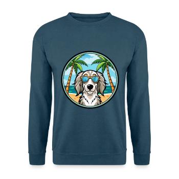 English Setter Dog Breed Cartoon Sunglasses Beach - Unisex Sweatshirt - indigo blue - Front