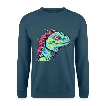 Basilisk Buntes Aquarell Cartoon Kawaii Tier - Unisex Pullover - Indigoblau - Vorne