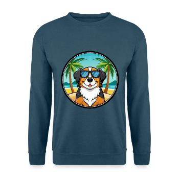 Grand Bouvier Suisse Race Cartoon Beach - Sweat-shirt Unisexe - bleu indigo - Devant