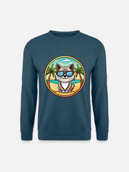 Birma Heilige Katzenrasse Cartoon Sonnenbrille Strand - Unisex Pullover - Indigoblau