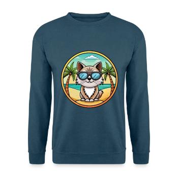 Birman Sacred Cat Breed Cartoon Sunglasses Beach - Unisex Sweatshirt - indigo blue - Front