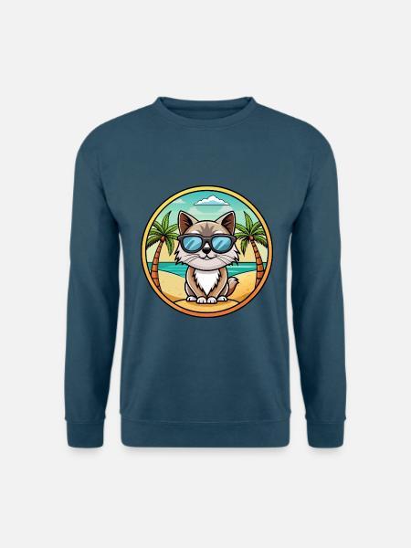Birma Heilige Katzenrasse Cartoon Sonnenbrille Strand - Unisex Pullover - Indigoblau
