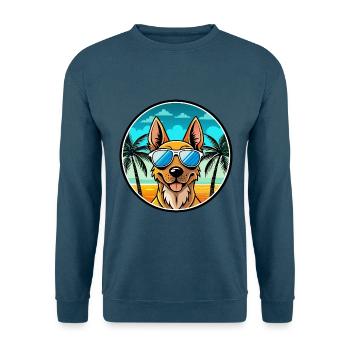 Dutch Shepherd Dog Breed Cartoon Sunglasses Beach - Unisex Sweatshirt - indigo blue - Front
