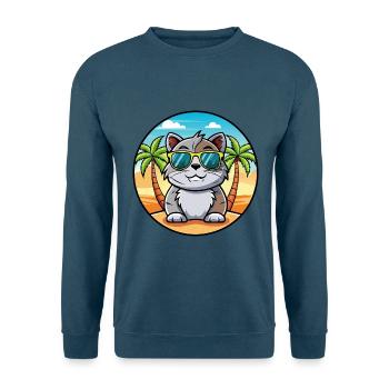 Schottische Falte Kurzhaarkatze Rasse Cartoon Strand - Unisex Pullover - Indigoblau - Vorne