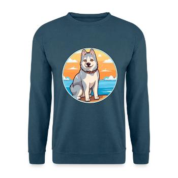 Nördliche Inuit Hunderasse Cartoon Kawaii Clipart - Unisex Pullover - Indigoblau - Vorne