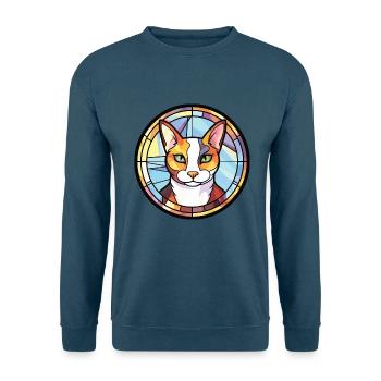 Japanische Bobtail-Katze Bunte Aquarell-Karikatur - Unisex Pullover - Indigoblau - Vorne