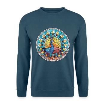 Pfau Buntes Aquarell Tier Illustration - Unisex Pullover - Indigoblau - Vorne