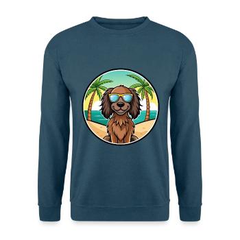 Deutsch Langhaar Vorstehhund Rasse Cartoon Strand - Unisex Pullover - Indigoblau - Vorne