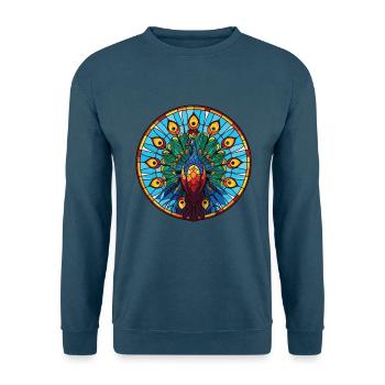 Pfau Buntes Aquarell Tier Illustration - Unisex Pullover - Indigoblau - Vorne