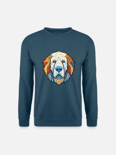 Pyrenäen-Mastiff-Hunderasse Aquarell-Illustration - Unisex Pullover - Indigoblau