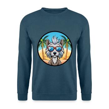 Chinese Crested Dog Breed Cartoon Sunglasses Beach - Unisex Sweatshirt - indigo blue - Front