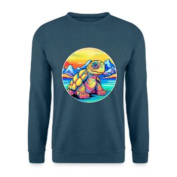 Schildkröte Aquarell Karikatur Kawaii Haustier Tier Farbe - Unisex Pullover - Indigoblau - Vorne