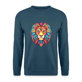 Löwe buntes Aquarell Cartoon Kawaii Tier - Unisex Pullover - Indigoblau - Vorne