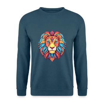 Löwe buntes Aquarell Cartoon Kawaii Tier - Unisex Pullover - Indigoblau - Vorne