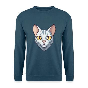 Ägyptische Mau-Katze Karikatur Aquarell Illustration - Unisex Pullover - Indigoblau - Vorne