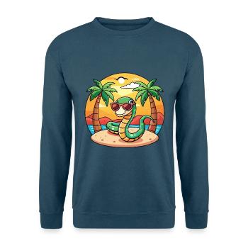 Snake Funny Cartoon Summer Beach Sunglasses - Unisex Sweatshirt - indigo blue - Front