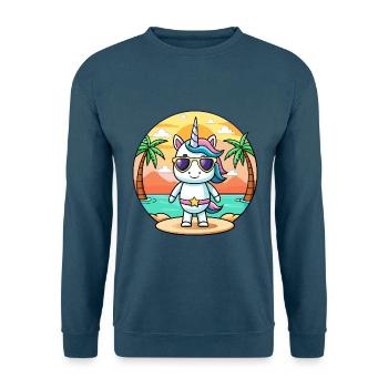 Einhorn Lustige Cartoon Sommer Strand Sonnenbrille - Unisex Pullover - Indigoblau - Vorne