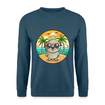 Lunettes de soleil de plage d’été de dessin animé drôle de phoque - Sweat-shirt Unisexe - bleu indigo - Devant