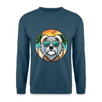 Tibetan Terrier Dog Breed Cartoon Sunglasses Beach - Unisex Sweatshirt - indigo blue - Front